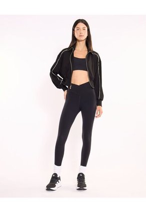 Buzo Full Zipper Piping Plush  Para Mujer Negro Atmos