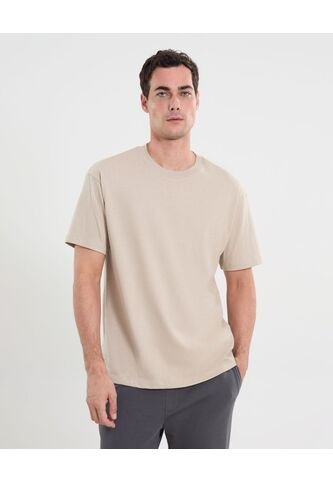 Camiseta Para Hombre Manga Corta Cuello Redondo Color Beige Marca Atmos #32090226 Atmos
