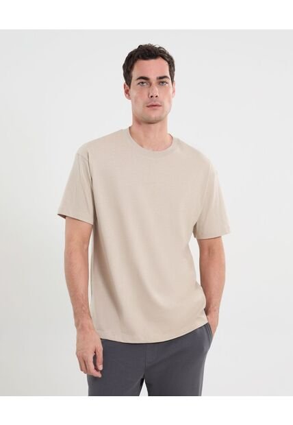 Camiseta Para Hombre Manga Corta Cuello Redondo Color Beige Marca Atmos #32090226