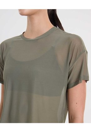 Camiseta Manga Corta En Mesh Para Mujer  Deportiva  Color Verde Marca Atmos