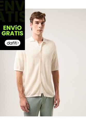 Polo Tejida Básica  Para Hombre Crema Atmos Atmos