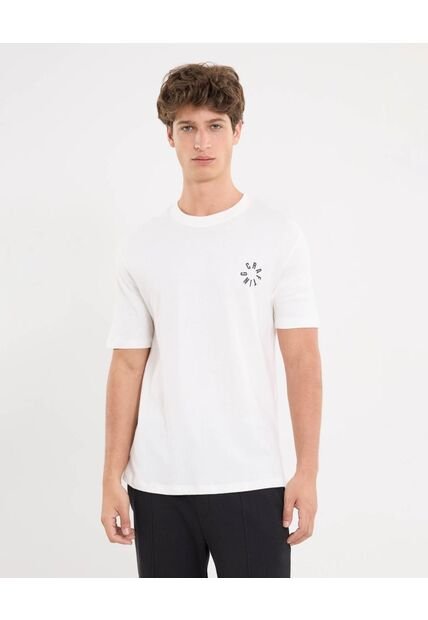 Camiseta Para Hombre Manga Corta Cuello Redondo Color Marfil Marca Atmos #32090218