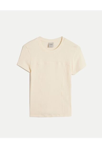 Camiseta Para Mujer Manga Corta Cuello Redondo Color Marfil Marca Atmos #31090257