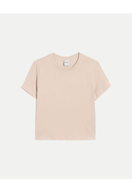 Camiseta Para Mujer Manga Corta Cuello Redondo Color Crema Marca Atmos #31090263