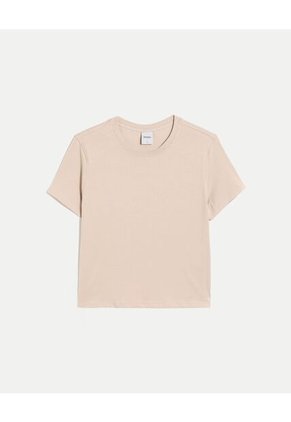 Camiseta Para Mujer Manga Corta Cuello Redondo Color Crema Marca Atmos #31090263