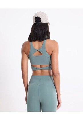 Camiseta Tank Top Con Espalda Fruncida  Para Mujer Verde Atmos