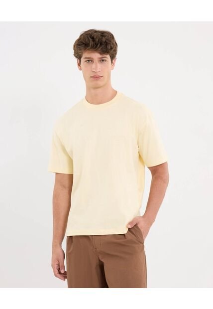 Camiseta Para Hombre Manga Corta Cuello Redondo Color Crema Marca Atmos #32090248