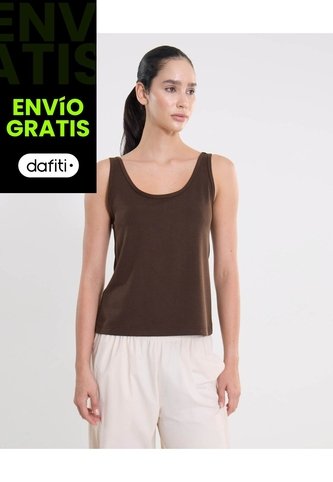 Camiseta Sin Mangas Ligera Plush  Para Mujer Café Atmos Atmos