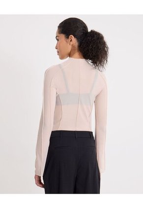 Camiseta Para Mujer Manga Larga Cuello Redondo Color Piel Marca Atmos #31090341