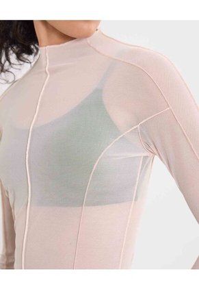 Camiseta Para Mujer Manga Larga Cuello Redondo Color Piel Marca Atmos #31090341