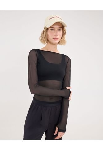 Camiseta Para Mujer Manga Larga Cuello Redondo Color Negro Marca Atmos #31090258 Atmos