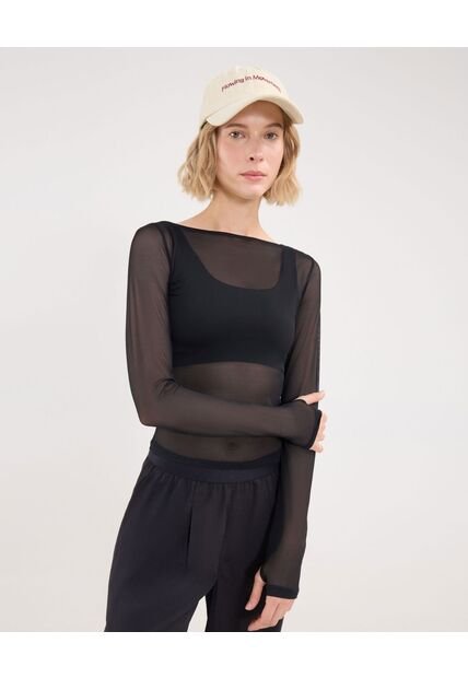 Camiseta Para Mujer Manga Larga Cuello Redondo Color Negro Marca Atmos #31090258