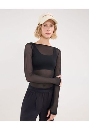 Camiseta Para Mujer Manga Larga Cuello Redondo Color Negro Marca Atmos #31090258