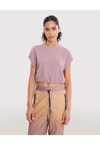 Camiseta Manga Corta Con Recogido Inferior Para Mujer  Deportiva  Color Rosa Marca Atmos Atmos