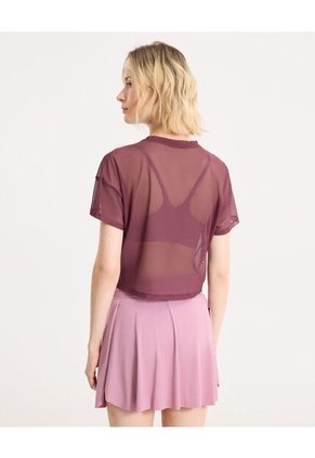Camiseta Manga Corta En Mesh Para Mujer  Deportiva  Color Vino Marca Atmos