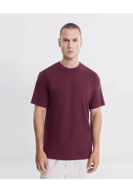 Camiseta  Para Hombre Manga Corta Cuello Redondo Color Vino Marca Atmos #32090277