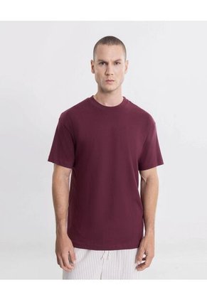 Camiseta Para Hombre Manga Corta Cuello Redondo Color Vino Marca Atmos #32090277