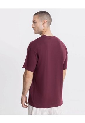 Camiseta Para Hombre Manga Corta Cuello Redondo Color Vino Marca Atmos #32090277