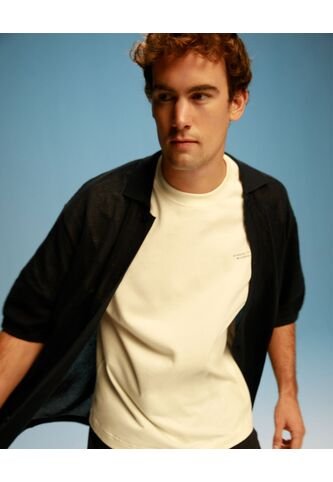 Camiseta Boxy Con Estampado Frontal  Para Hombre Blanco Atmos Atmos