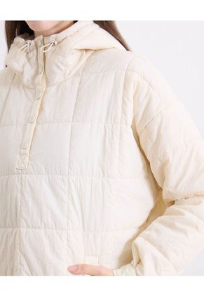 Chaqueta Acolchada Hoodie Funcional  Para Mujer Crema Atmos