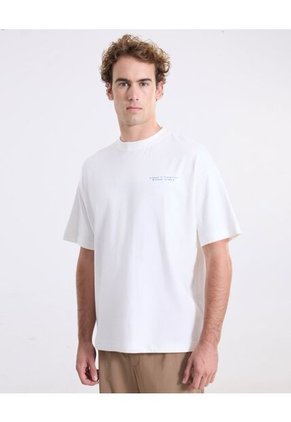 Camiseta Boxy Con Estampado Frontal  Para Hombre Blanco Atmos