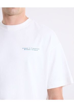 Camiseta Boxy Con Estampado Frontal  Para Hombre Blanco Atmos