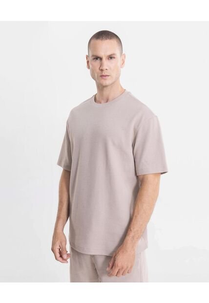 Camiseta  Para Hombre Manga Corta Cuello Redondo Color Mocca Marca Atmos #32090282