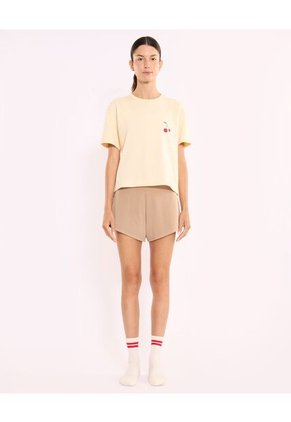 Camiseta Para Mujer Manga Corta Cuello Redondo Color Crema Marca Atmos #31090354