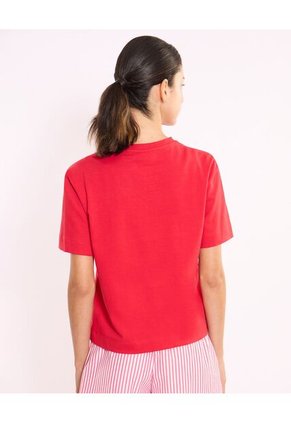 Camiseta  Para Mujer Manga Corta Cuello Redondo Color Rojo Marca Atmos #31090355