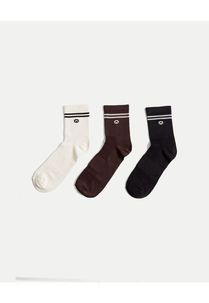 Pack X3 Medias Caña Media X3 Para Hombre Café Atmos