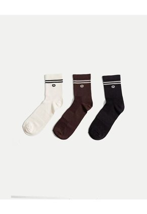 Pack X3 Medias Caña Media X3 Para Hombre Café Atmos