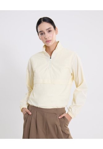 Chaqueta Rompevientos Half Zipper Para Mujer  Deportiva  Color Beige Marca Atmos Atmos