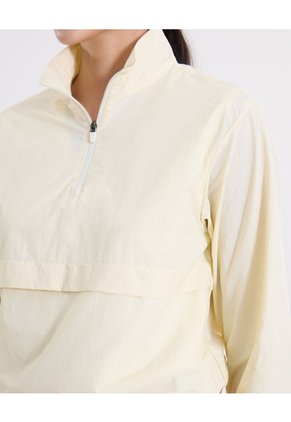 Chaqueta Rompevientos Half Zipper Para Mujer  Deportiva  Color Beige Marca Atmos