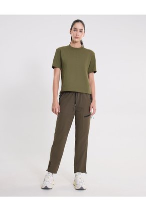 Camiseta Básica Manga Corta Amplia Para Mujer Deportiva Color Verde Marca Atmos