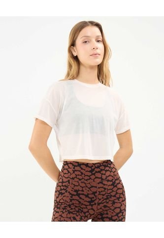 Camiseta Para Mujer Manga Corta Cuello Redondo Color Beige Marca Atmos #31090230 Atmos