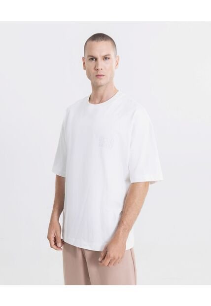 Camiseta Oversize Manga Corta Jeffrey  Para Hombre Blanco Atmos