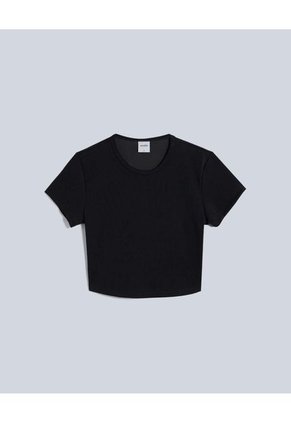 Crop Top Para Mujer Manga Corta Color Negro Marca Atmos #31090178