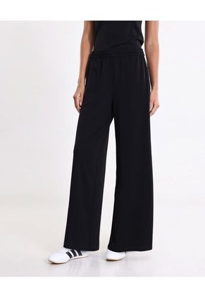 Pantalón Amplio Básico Con Venas Plush  Para Mujer Negro Atmos