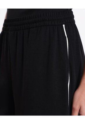 Pantalón Amplio Básico Con Venas Plush  Para Mujer Negro Atmos