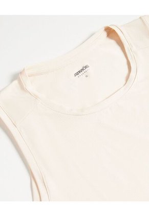 Camiseta Para Mujer Manga Sisa Cuello Redondo Color Crema Marca Atmos #31090275