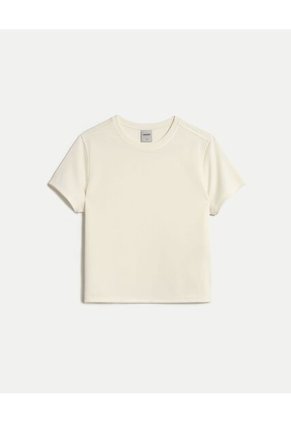 Camiseta Para Mujer Manga Corta Cuello Redondo Color Marfil Marca Atmos #31090293