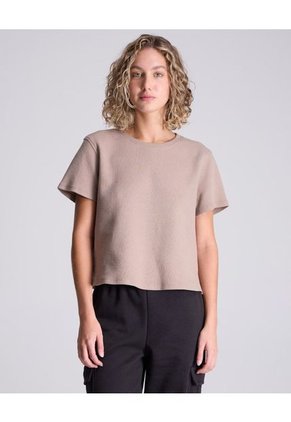 Camiseta Para Mujer Manga Corta Cuello Redondo Color Café Claro Marca Atmos #31090195