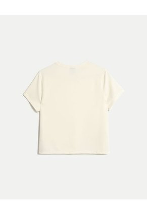 Camiseta Para Mujer Manga Corta Cuello Redondo Color Marfil Marca Atmos #31090293