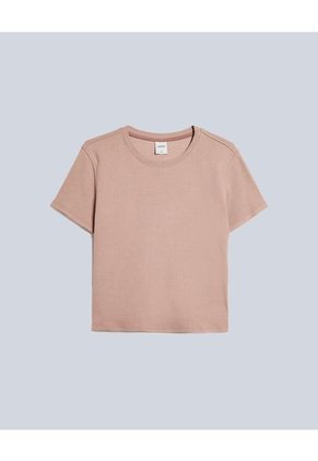 Camiseta Para Mujer Manga Corta Cuello Redondo Color Café Claro Marca Atmos #31090195