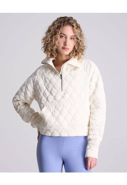 Chaqueta Acolchada Cuello Alto  Para Mujer Marfil Atmos
