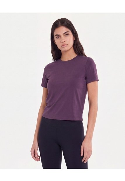 Camiseta Boxy Con Bonding  Para Mujer Morado Atmos