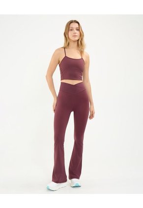 Camiseta Para Mujer Crop Top Manga Sisa Color Vino Marca Atmos #31090190