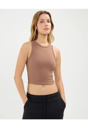 Camiseta Para Mujer Crop Top Color Café Marca Atmos #31090208