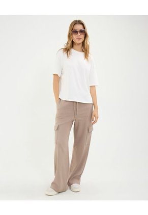 Camiseta Para Mujer Manga Corta Cuello Redondo Color Marfil Marca Atmos #31090204