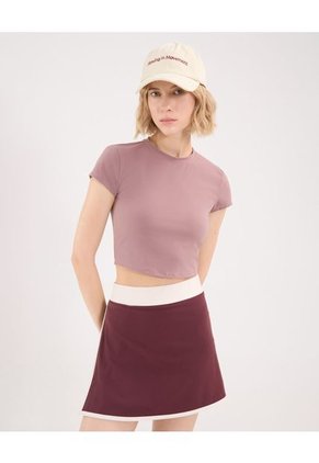 Camiseta Para Mujer Manga Corta Cuello Redondo Color Lila Marca Atmos #31090223